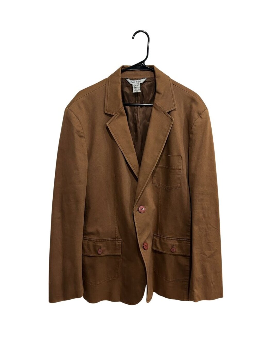 Mac & Jac XL Mens Brown Cotton Blend Lined Blazer Jacket Minimalist Old Money